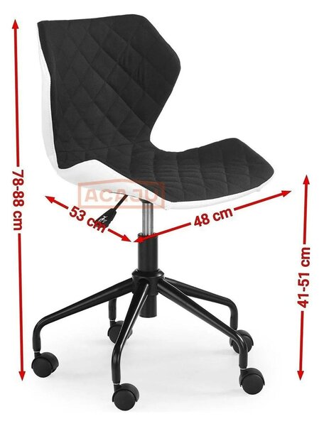 Scaun de birou MATRIX, turcoaz/negru, piele ecologica, 48x53x78/88 cm