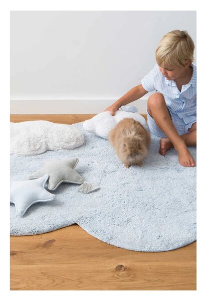 Covor pentru copii albastru deschis lavabil/țesut manual din bumbac 70x100 cm Mini Dream – Lorena Canals