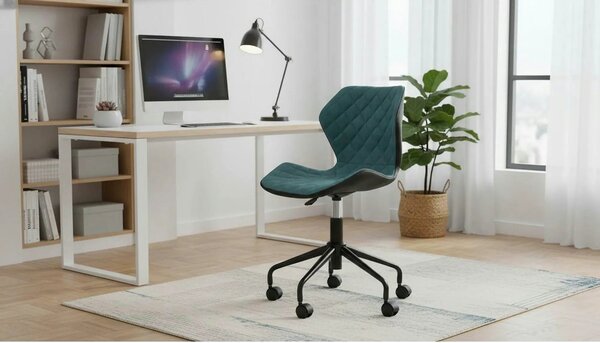 Scaun de birou MATRIX, turcoaz/negru, piele ecologica, 48x53x78/88 cm