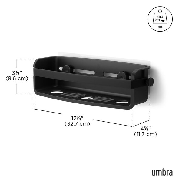 Raft pentru baie negru autoadeziv din plastic Flex Adhesive – Umbra