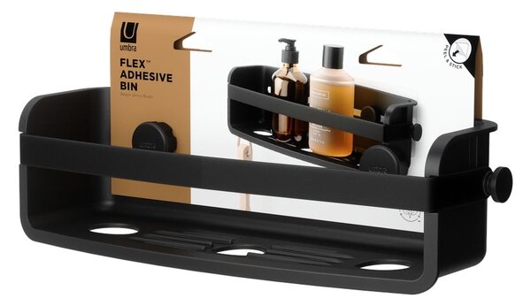 Raft pentru baie negru autoadeziv din plastic Flex Adhesive – Umbra