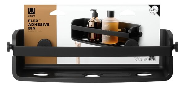 Raft pentru baie negru autoadeziv din plastic Flex Adhesive – Umbra