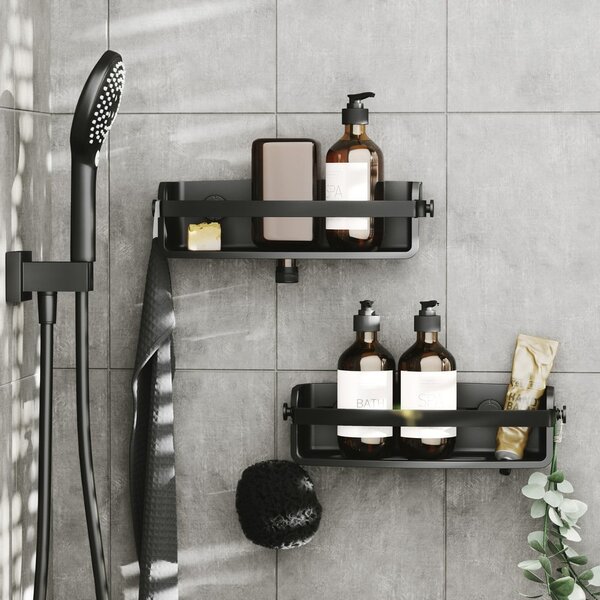 Raft pentru baie negru autoadeziv din plastic Flex Adhesive – Umbra