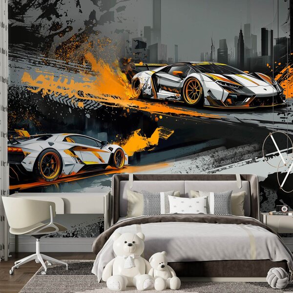 Tapet stil Grange dur, expresiv, mașini sport dinamice, Fototapet Transport, w03721 : Uwalls.ro