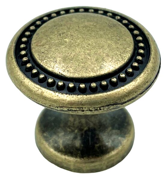 Buton pentru mobila Louis, finisaj alama antichizata, D:25 mm