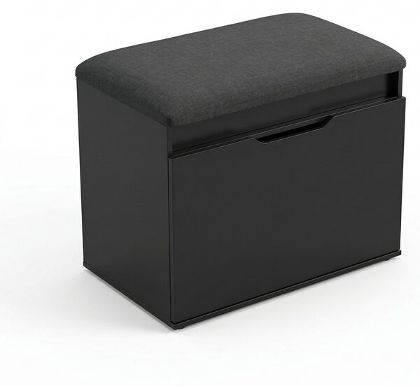 Dulap pentru pantofi cu loc de șezut și compartiment de depozitare VIRA, 60 x 50 x 35 cm, negru