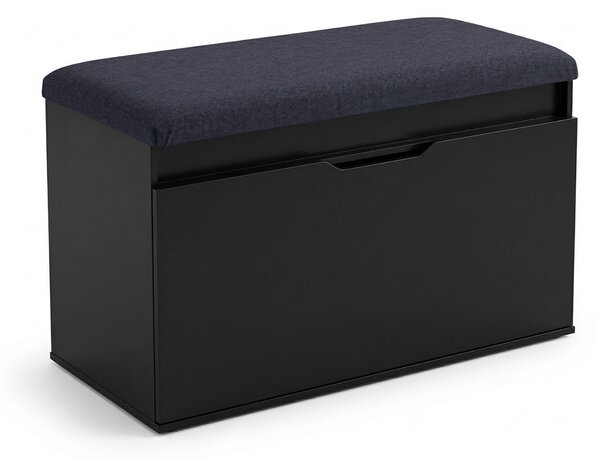 Dulap pentru pantofi cu loc de șezut și compartiment de depozitare SOTO, 80 x 50 x 35 cm, negru