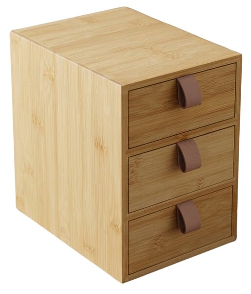 Organizer din bambus cu 3 sertărașe NILA, 21 cm