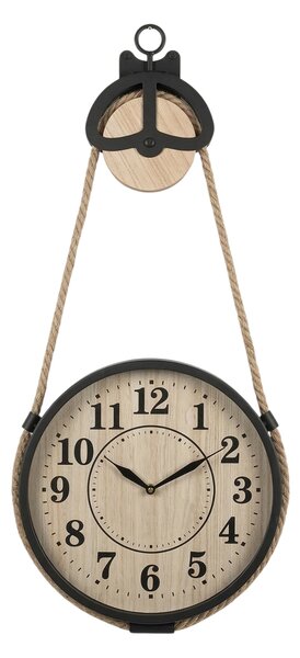 Ceas de perete cu sfoară din iută PALO, Ø 27 cm