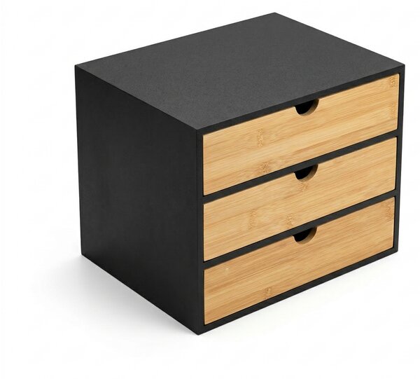 Organizer de birou din bambus cu sertare HEGO, 25 cm