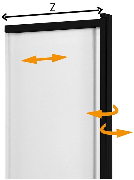 New Trendy Sensi Black paravan cadă 85 cm două piese negru mat/sticlă transparentă P-0045
