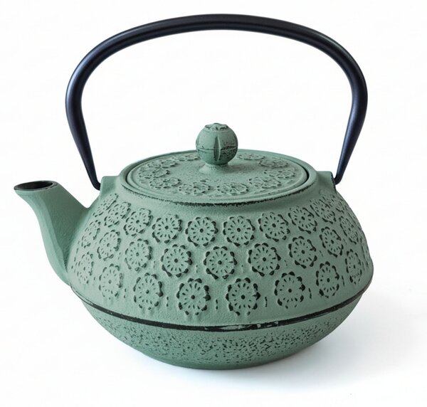 Ceainic din fontă cu infuzor KUMO, 1000 ml, verde deschis cu negru