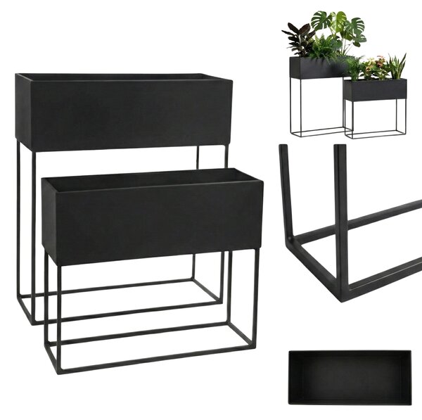 Jardiniere metalice lungi TINO, 2 suporturi
