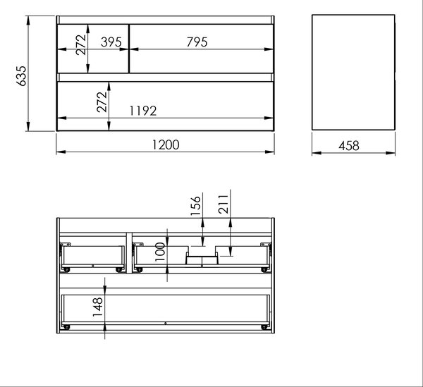 Elita Split dulap 120x45.8x63.5 cm sub chiuveta pe perete negru RE012005157160