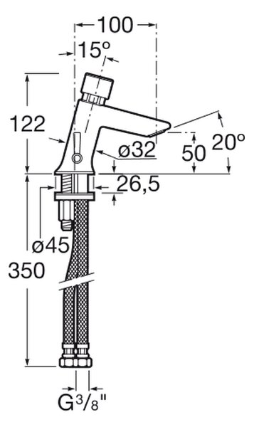 Roca Instant baterie lavoar stativ cu presiune crom A5A3177C00