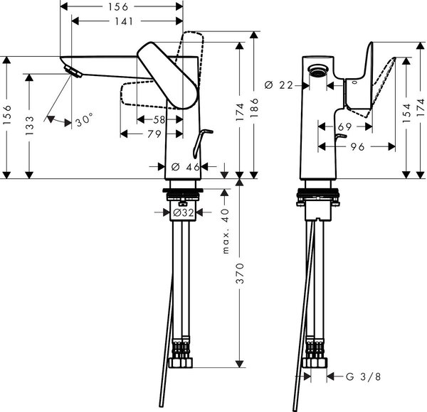 Hansgrohe Talis E baterie lavoar stativ negru 71754670