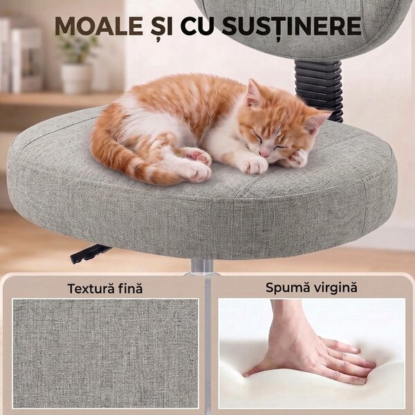 HOMCOM Scaun de Birou Ergonomic pentru Stat cu Picioarele Încrucișate, Rotire 360° cu Roți, Gri Deschis | Aosom Romania