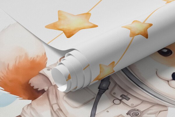 Tapet Animale drăguțe astronauți în spațiu, Fototapet Spaţiu, w03779 : Uwalls.ro