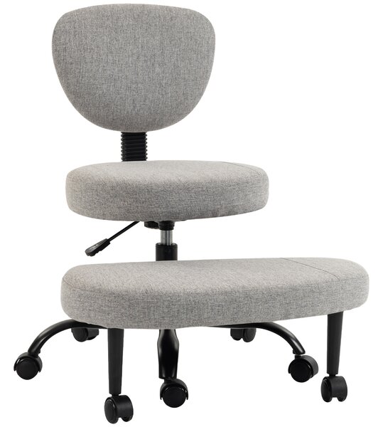 HOMCOM Scaun de Birou Ergonomic pentru Stat cu Picioarele Încrucișate, Rotire 360° cu Roți, Gri Deschis | Aosom Romania
