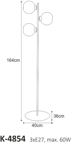 Kaja Aldar lampă de podea 3x60 W negru-grafit K-4854