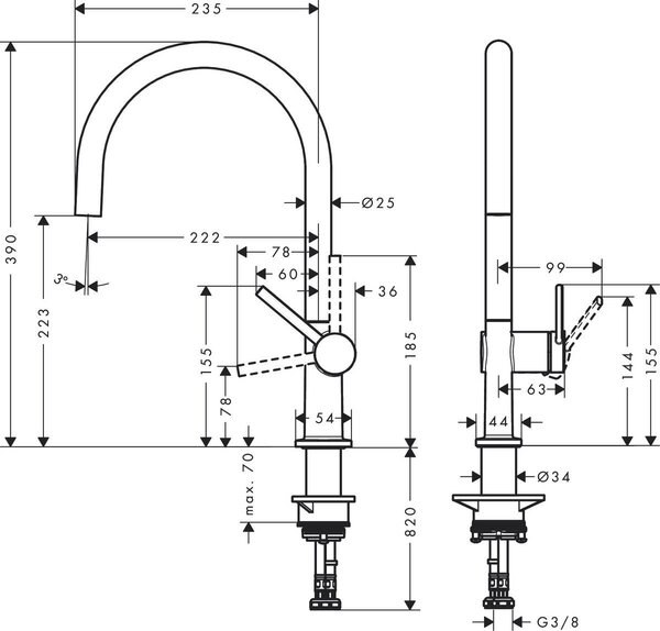 Hansgrohe Talis M54 baterie bucătărie pe picior crom 72843000