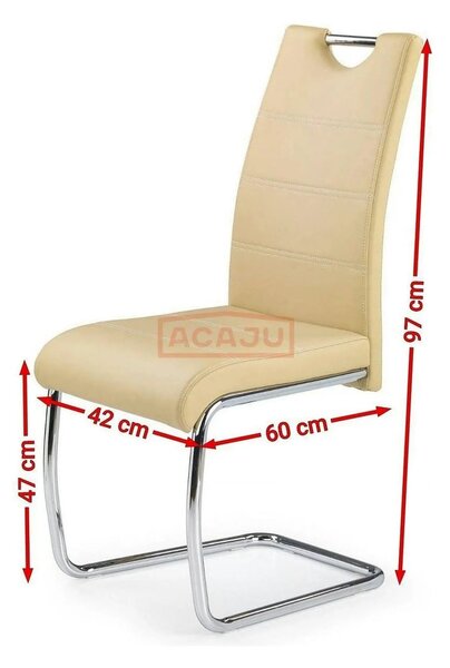 Scaun tapitat K211, alb/crom, piele ecologica/metal, 42x60x97 cm