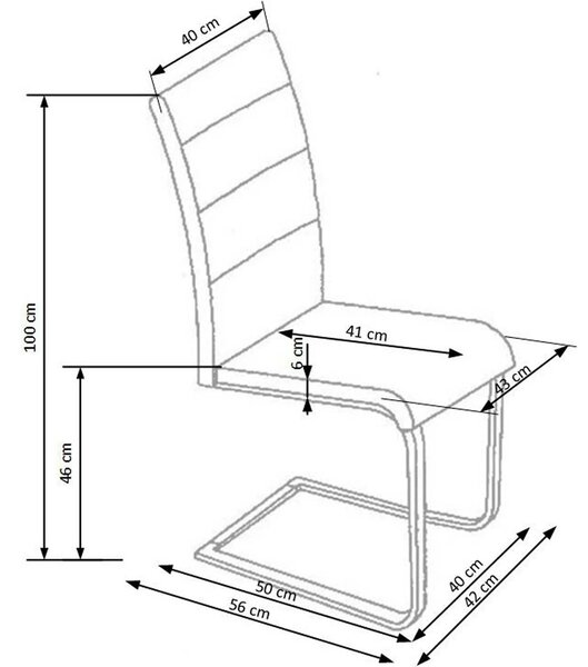 Scaun tapitat K85, crem/crom, metal/piele ecologica, 42X56X100 CM