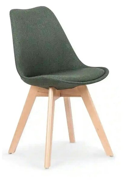 Scaun tapitat K303, verde inchis/stejar, stofa/lemn, 48X54X83 CM