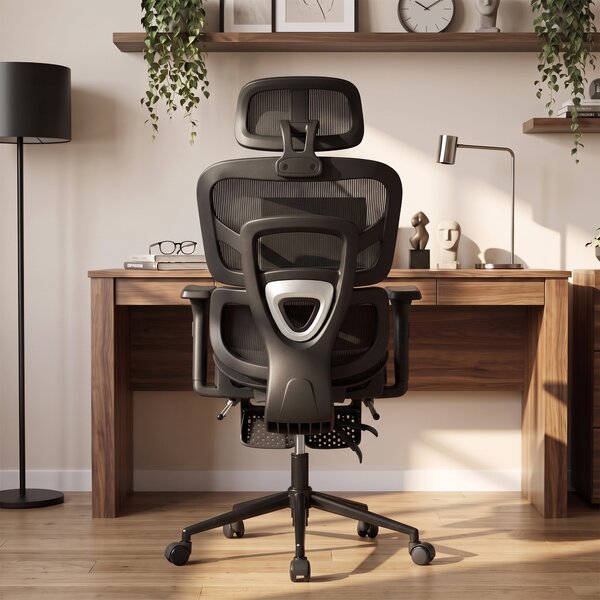 HOMCOM Scaun de Birou Ergonomic Rabatabil cu Suport pentru Picioare și Suport Lombar, Negru | Aosom Romania