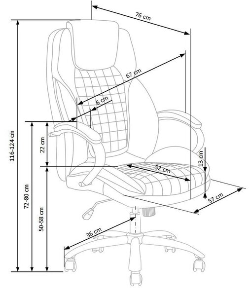Scaun de birou KING, negru, piele ecologica, 67x76x116/124 cm