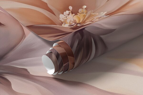 Tapet O artă florală delicată cu flori mari de culoare pastel cu petale translucide, tulpini moi și un, Fototapet Acuarelă, w09050 : Uwalls.ro