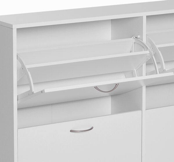 HOMCOM Dulap Pantofi pentru 24 Perechi, Design Eficient din Lemn, Alb, 120x24x81cm | Aosom Romania