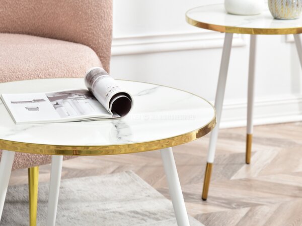 Set de 2 măsuțe de cafea Zoya Zest S (marmură albă + auriu). Promo -19%. 1111891