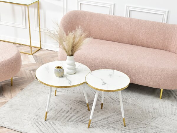 Set de 2 măsuțe de cafea Zoya Zest S (marmură albă + auriu). Promo -19%. 1111891