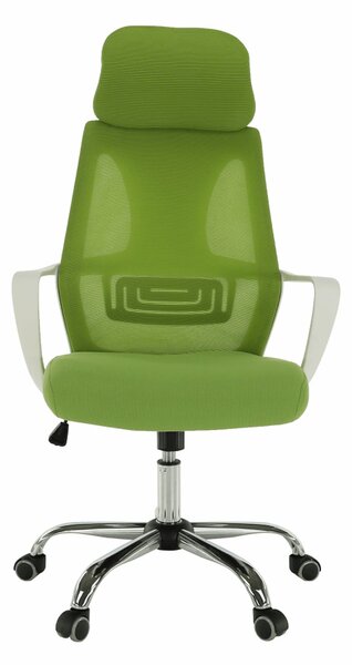 Scaun birou TAXIS, verde/alb/crom, stofa/plastic/metal, 64x63x118/127