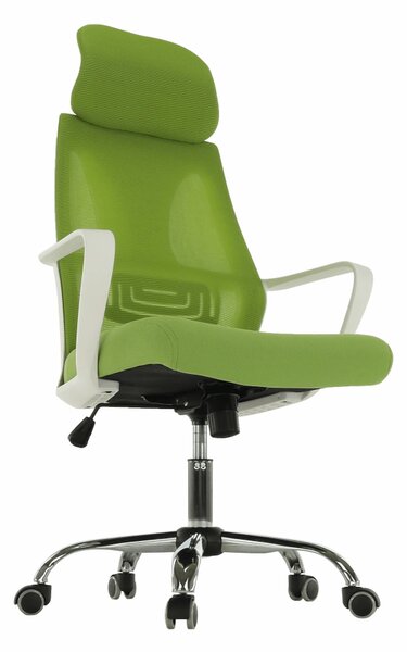 Scaun birou TAXIS, verde/alb/crom, stofa/plastic/metal, 64x63x118/127