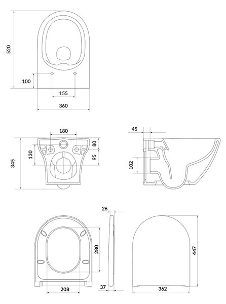 Cersanit Larga vas wc cu capac soft-close agăţat fără margine alb S701-472