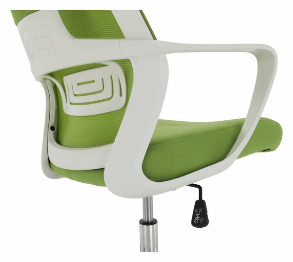 Scaun birou TAXIS, verde/alb/crom, stofa/plastic/metal, 64x63x118/127