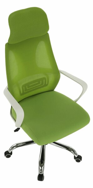 Scaun birou TAXIS, verde/alb/crom, stofa/plastic/metal, 64x63x118/127