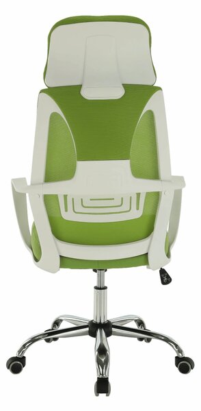 Scaun birou TAXIS, verde/alb/crom, stofa/plastic/metal, 64x63x118/127