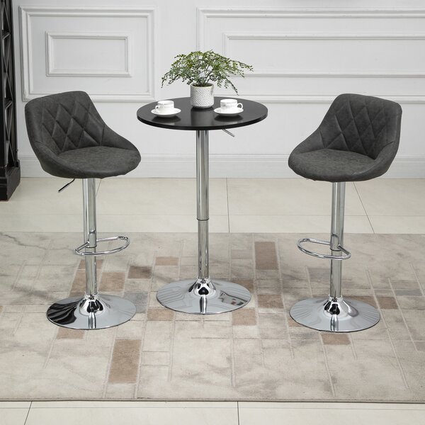 HOMCOM Set 2 Scaune Bar Pivotante Reglabile, Suport Picior, Imitație Piele, Design Modern, Gri | Aosom Romania