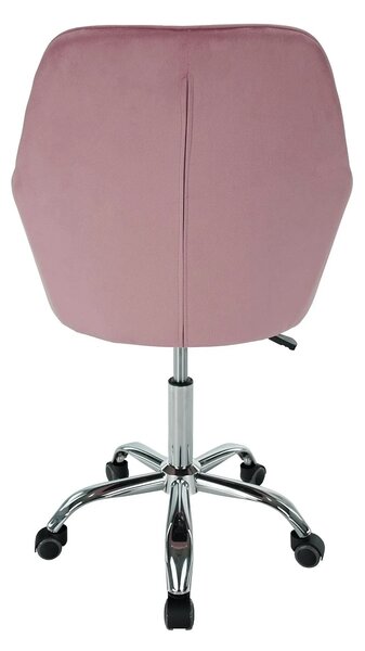 Scaun birou stofa catifelata KLIAN, roz/crom, 59x61x87/101 cm