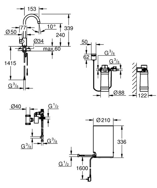 Grohe Red robinet de bucatarie cu boiler pe picior SuperSteel 30085DC1