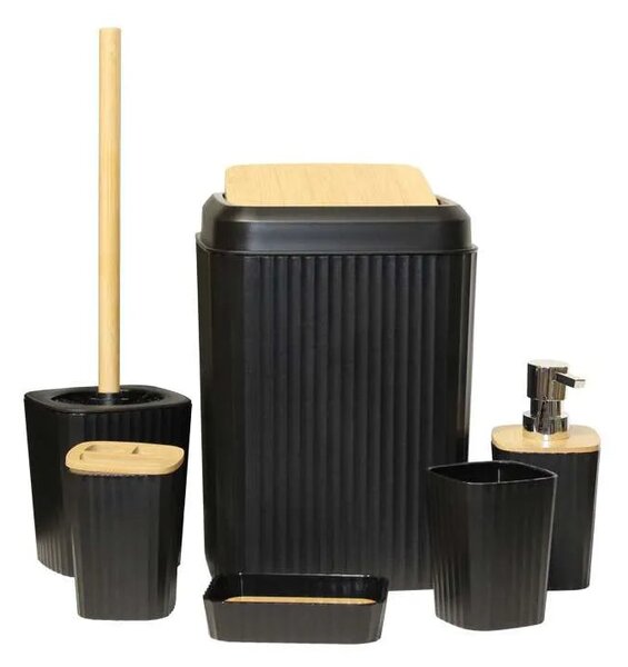 Set Accesorii Baie, Culoare Negru, 6 piese, SL8609-S