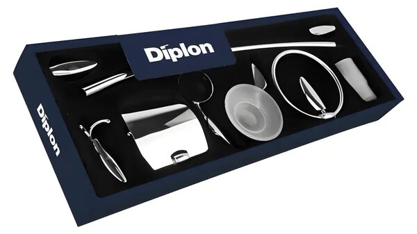Set Accesorii Baie Diplon, SE02500, Culoare Argintiu Cromat, 6 piese