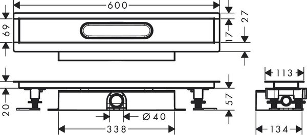 Hansgrohe uBox Universal set de montare 60 cm 56016180