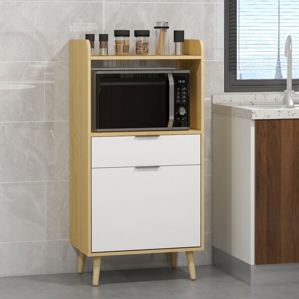 Dulap pentru Cuptorul cu Microunde, Dulap de Bucatarie cu Dulap de Depozitare, Sertar, Camera de Zi 58x40x118cm HOMCOM | Aosom Romania