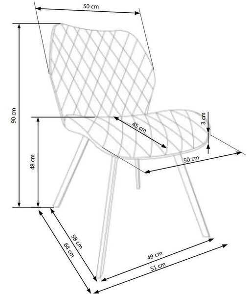Scaun K360 bej/negru, stofa clasica/metal, 51x64x90 cm