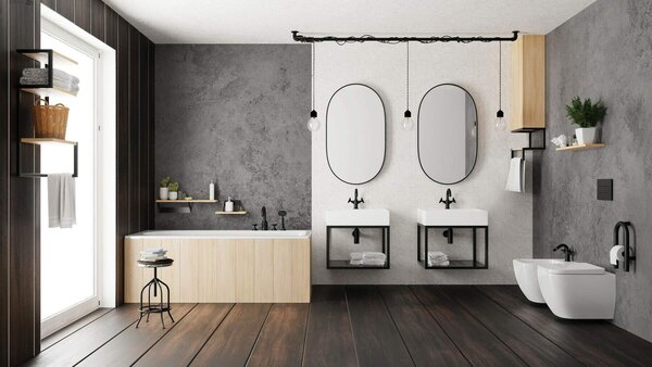 Deante Temisto consolă 50x50x41.5 cm sub chiuveta pe perete negru CSWX50A