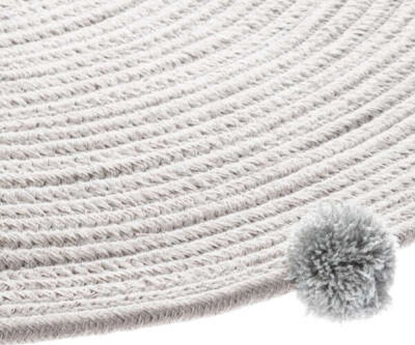 Covor rotund gri cu poane POME 90 cm